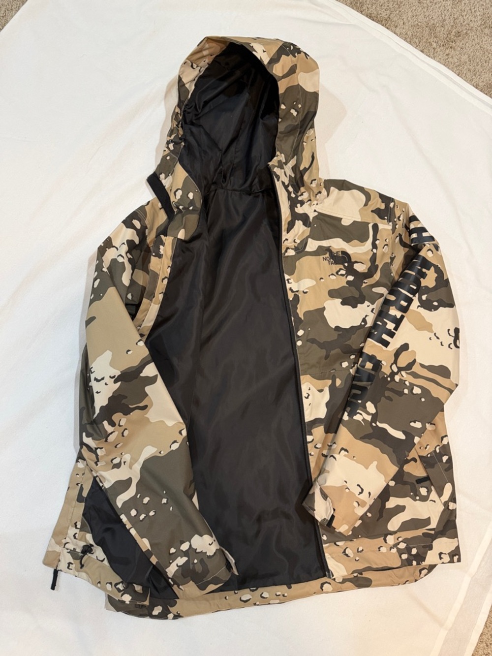 The North Face Camouflage Hooded Jacket - Black & Tan